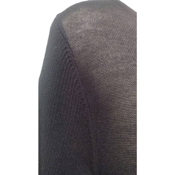Belldini Sharks Tooth Hem Sheer Sweater Tunic with Heavy Ribbed Arms Black Sz S - Picture 4 of 8